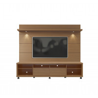 Manhattan Comfort 2-1535482354 Cabrini TV Stand and Floating Wall TV Panel with LED Lights 2.2 in Maple Cream and Off White 